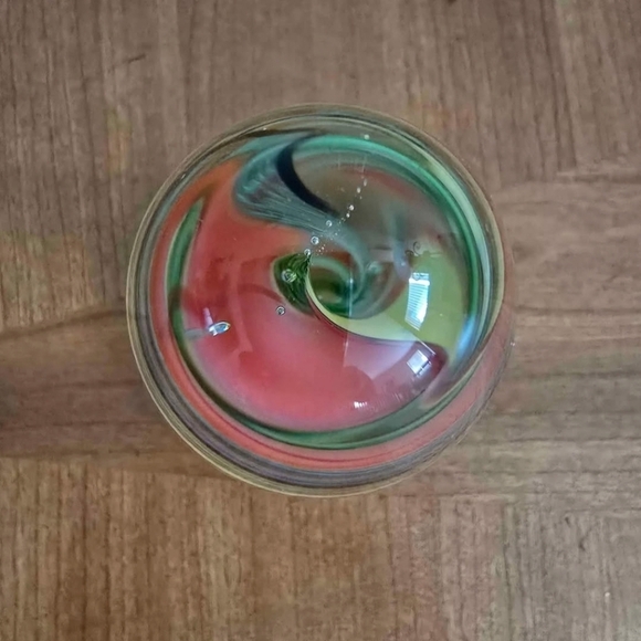 Rainbow Spiral Art Glass Paperweight | Teardrop Sculptural Décor - Picture 4 of 5